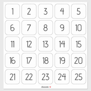  Vierkant Aantal Stickers Zwart op Wit