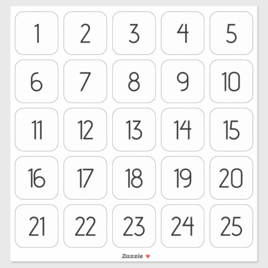  Vierkant Aantal Stickers Zwart op Wit (Vel)