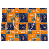 Vierkant Afstuderen jaar Oranje Groot Cadeauzakje (Voorkant)