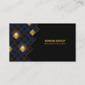 Vierkant Blauw Bruin Goud Patroon | Luxe zwart Visitekaartje (Voorkant)