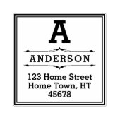Vierkant Blok Monogram Retouradres Rubberstempel (Afrduk)