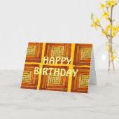 vierkant, bruin geel Happy Birthday Kaart (Gele Bloem)