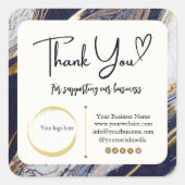 Vierkant Dank u Business Stickers - Marmeren Ontwe (Voorkant)