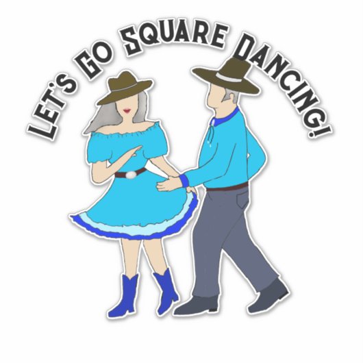 Vierkant dansen paar sticker (Voorkant)