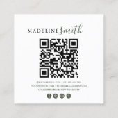Vierkant Donkergroen Script QR-code Vierkante Visitekaartje (Achterkant)