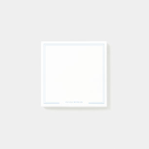 Vierkant Eenvoudig Stofblauw Rand Naam Briefpapier Post-it® Notes