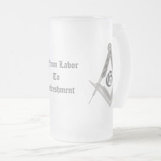 Vierkant en kompas met alles in het oog matglas bierpul (Voorkant rechts)