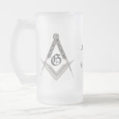 Vierkant en kompas met alles in het oog matglas bierpul (Links)