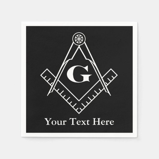Vierkant en kompas met Inset G Servetten (Voorkant)