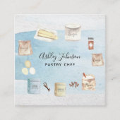 Vierkant gebak Waterverf Vierkante Visitekaartje (Voorkant)