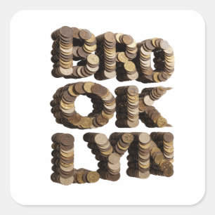 Vierkant Goud BROOKLYN Sticker Afdruk
