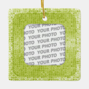 Vierkant in vierkant Lijst stippen 3 + uw foto Keramisch Ornament