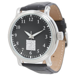 Vierkant kanji-teken voor Draak Horloge