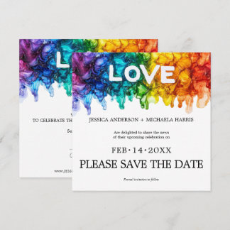 🌈 Vierkant LGBTQ Geschilderd Met Liefde trouwkaa Save The Date