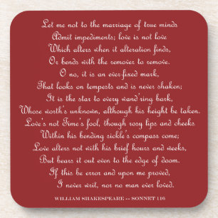 Vierkant magneet met Shakespeare's Sonnet 116 Bier Onderzetter