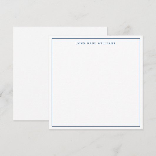 Vierkant marineblauw Eenvoudig minimalistisch duin Notitiekaartje (Voorkant / Achterkant)