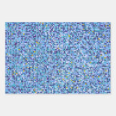 Vierkant Mozaïek Blauwe Tonen Tegel Patroon Inpakpapier Vel (Voorkant 3)