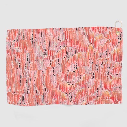Vierkant mozaïekeffect in perzik- en zalmkleur golfhanddoek (Horizontaal)