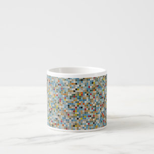 Vierkant mozaïekpatroon met meerdere kleuren en te espresso kop