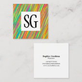 Vierkant paneel - Initialen - 130716(09) Vierkante Visitekaartje (Voorkant / Achterkant)