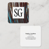 Vierkant paneel - Initialen - Abstract metaal Vierkante Visitekaartje (Voorkant / Achterkant)