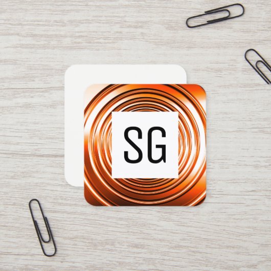 Vierkant paneel - Initialen - Lang Oranje Vierkante Visitekaartje (Voorkant / Achterkant in situ)