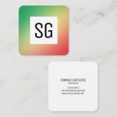 Vierkant paneel - Initialen - Verloopgradiënt Grn, Vierkante Visitekaartje (Voorkant / Achterkant)