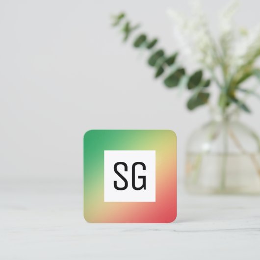 Vierkant paneel - Initialen - Verloopgradiënt Grn, Vierkante Visitekaartje (Staand voorkant)