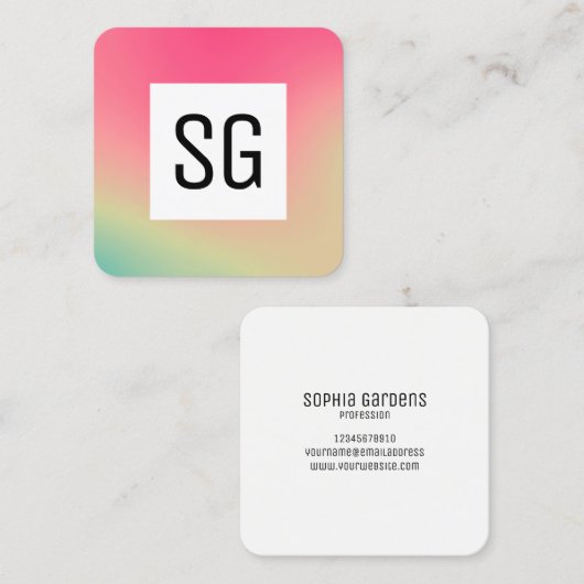 Vierkant paneel - Initialen - Verloopvierkant B Vierkante Visitekaartje (Voorkant / Achterkant)