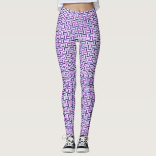Vierkant patroon - Blauw Violet White Leggings