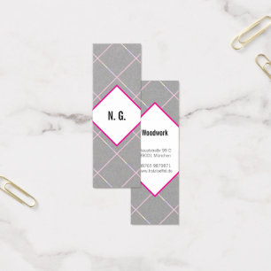 Vierkant patroon roze zwart mini visitekaartjes