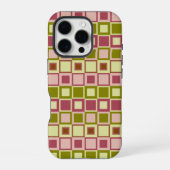 Vierkant patroon van olijven en Roos iPhone Hoesje (Achterkant)