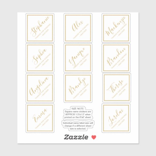 Vierkant plein voor individuele naam sticker (Vel)