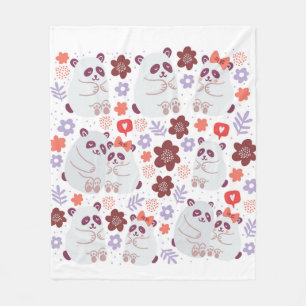 Vierkant poster met schattige pandaparen die verli fleece deken