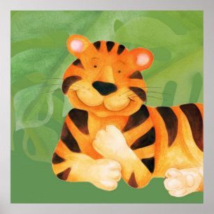 Vierkant poster van fijne tijger