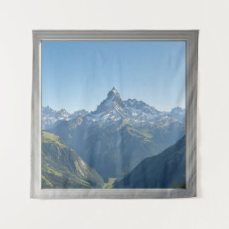 Vierkant raam met uitzicht op de Zwitserse Alpen Wandkleed