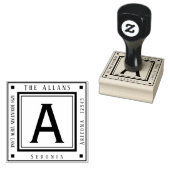 Vierkant retouradres monogram 	rubberstempel (Gestempeld)