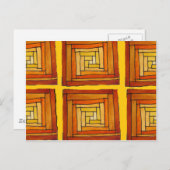 vierkant retro art deco bruin patroon briefkaart (Voorkant / Achterkant)