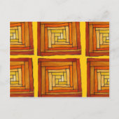 vierkant retro art deco bruin patroon briefkaart (Voorkant)