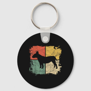 Vierkant Retro Stier Terriër Eigenaar Cadeau Hond  Sleutelhanger