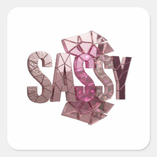 Vierkant Roze SASSY Sticker Ontwerp
