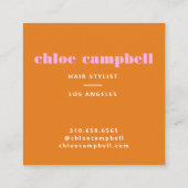 Vierkant Roze & Sinaasappel, Kleurrijk & Creatief, Vierkante Visitekaartje (Achterkant)