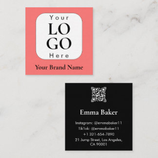 Vierkant roze zwart QR-code logo zakelijke kaart Vierkante Visitekaartje