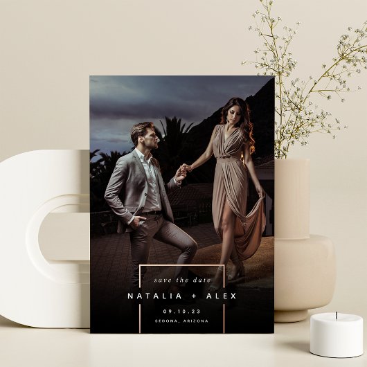 vierkant weg | Moderne verticale foto slaat de dat Folie Uitnodiging