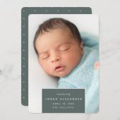 vierkant weg | Verticale fotogeboorte Aankondiging (Voorkant / Achterkant)