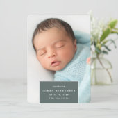 vierkant weg | Verticale fotogeboorte Aankondiging (Staand voorkant)