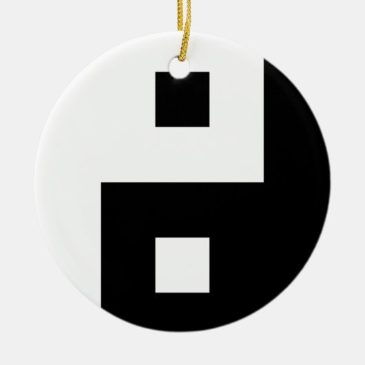 Vierkant Yin Yang Keramisch Ornament (Voorkant)