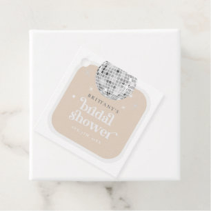 Vierkant Zilver Retro Disco Groovy Bruiloftsfeest Bedankjes Labels