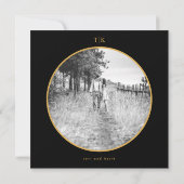 Vierkant Zwart & Wit met Goud Moody Save The Date (Achterkant)
