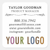 Vierkante aangepaste Visitekaartje Stickers zuurvr (Voorkant)